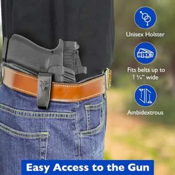 DeSantis Slim Tuk IWB Holster - IWB Glock 19 Holster, Conceal Carry Holster, Kydex Holster IWB, Compatible with the Glock 26, 26 GEN 5, 33 and 36 (with NO Rail) - Black, Ambidextrous