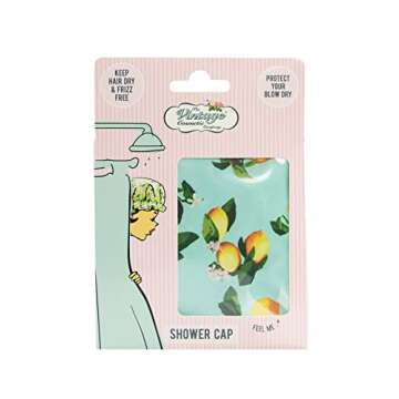The Vintage Cosmetic Company Shower Cap Vintage Inspired Reusable Lemon Print Shower Accessory