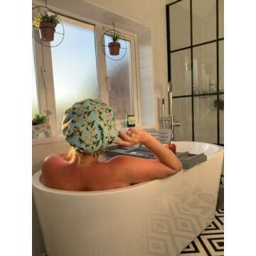 The Vintage Cosmetic Company Shower Cap Vintage Inspired Reusable Lemon Print Shower Accessory