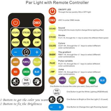 Stage Lighting, 36x1W LED Par Light RGB 7 Channel with Remote for DJ KTV Disco Party (4pcs)