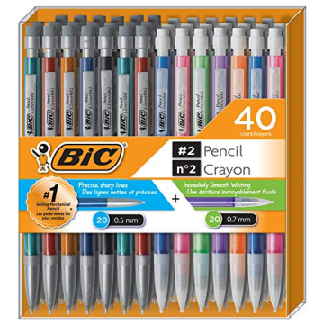 BIC Mechanical Pencil #2 EXTRA SMOOTH Variety Bulk Pack Of 40, 20 0.5mm With 20 0.7mm Led Pencils, A...