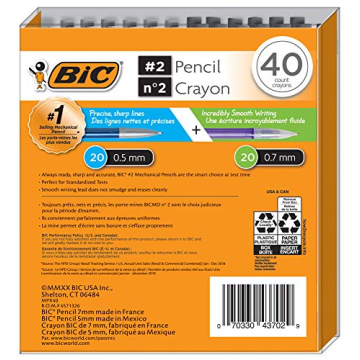 BIC Mechanical Pencils #2 EXTRA SMOOTH Pack of 40 with Assorted Colors