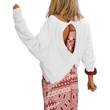 Fhniepan Women's Open Back Casual Athletic Shirt for Yoga