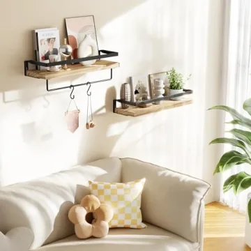 AMADA Bathroom Floating Shelves with Towel Bar Set