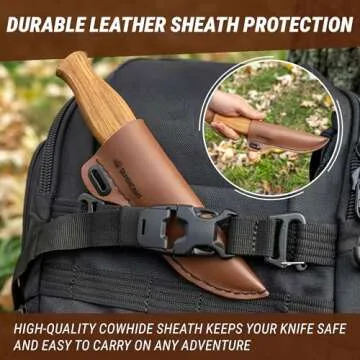 BeaverCraft Sloyd Knife C4s 3.14" Wood Carving Knife with Leather Sheath Whittling Knife for Wood Carver - Chip Carving Chisel Knife for Beginners Whittling Knives Wood Carving Tools Woodworking