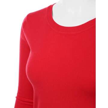 danibe Women's Crewneck Long Sleeve Pullover Premium Soft Knit Sweater RED S