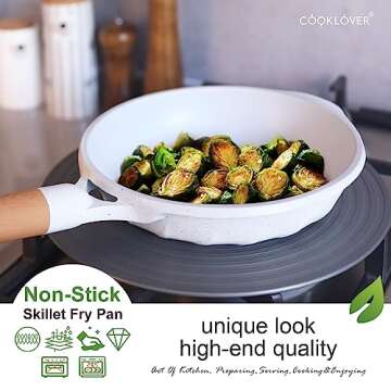 COOKLOVER Nonstick Frying Pan 100% PFOA Free Cookware Induction Skillet Stir Fry Pan (White, 11 inch)