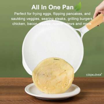 COOKLOVER Nonstick Frying Pan 100% PFOA Free Cookware Induction Skillet Stir Fry Pan (White, 11 inch)