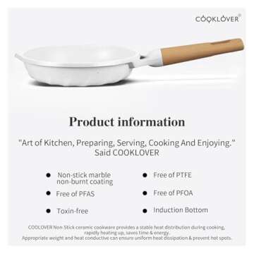 COOKLOVER Nonstick Frying Pan 100% PFOA Free Cookware Induction Skillet Stir Fry Pan (White, 11 inch)