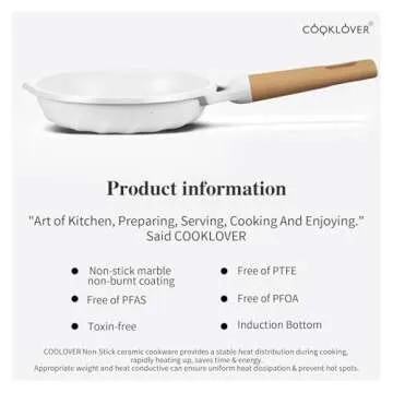 COOKLOVER Nonstick Frying Pan 100% PFOA Free Cookware Induction Skillet Stir Fry Pan (White, 11 inch)