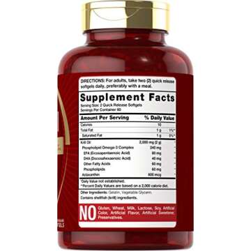 Carlyle Antarctic Krill Oil 2000 mg 120 Softgels | Omega-3 EPA, DHA, with Astaxanthin Supplement Sou...
