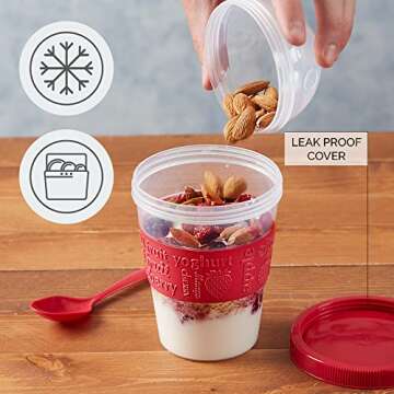 Crystalia Overnight Oats Containers - Durable & Leak-Proof