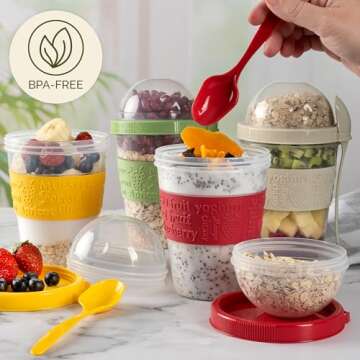 Crystalia Overnight Oats Containers - Durable & Leak-Proof
