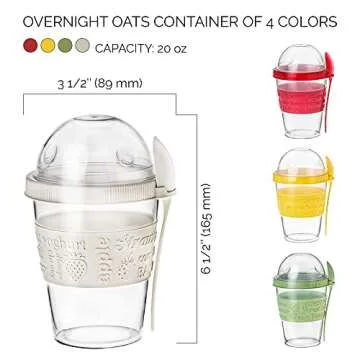 Crystalia Overnight Oats Containers - Durable & Leak-Proof
