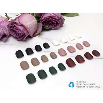 Press on Nails Stick on Nails Full Cover Glue on Nails False Nails with Designs Acrylic Nails for Women Girls (AA)