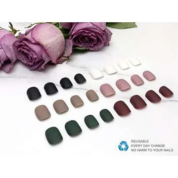 Press on Nails Stick on Nails Full Cover Glue on Nails False Nails with Designs Acrylic Nails for Women Girls (AA)