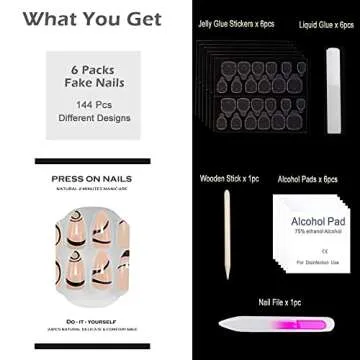 Press on Nails Stick on Nails Full Cover Glue on Nails False Nails with Designs Acrylic Nails for Women Girls (AA)