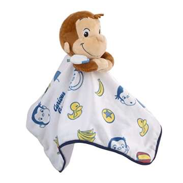 NoJo Welcome to The Universe Baby Curious George White, Blue, Red, Yellow and Brown Plush Security B...