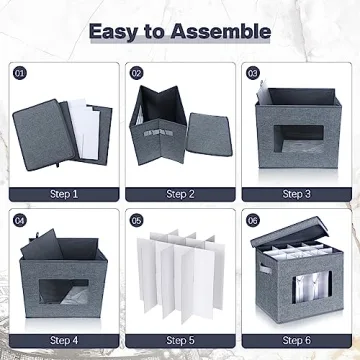 Norme 3 Pcs Wine Glasses Storage Box with Dividers, 12 Compartments Champagne Flute Storage Box with Lid Handle Window China Storage Containers Holder for Moving (Champagne Flute Size,Gray)