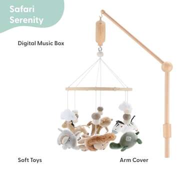 The Peanutshell Crib Mobile for Boys or Girls - Wooden Musical Baby Crib Mobile with 12 Lullabies, J...