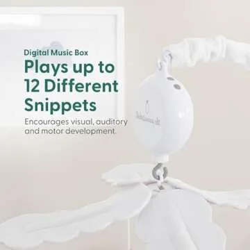 The Peanutshell Crib Mobile for Boys or Girls - Wooden Musical Baby Crib Mobile with 12 Lullabies, Jungle Animal, Baby Safari Serenity Nursery Decor