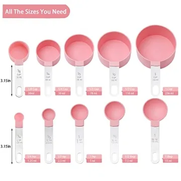 Kitchen Pink Measuring Cups and Spoons Set 10 Pieces