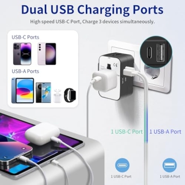 Multi-National Travel Adapter with Dual USB Ports