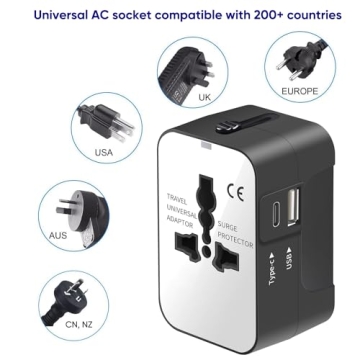 Multi-National Travel Adapter with Dual USB Ports