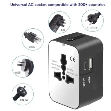 Multi-National Travel Adapter with Dual USB Ports