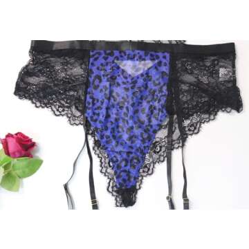 AIBINGGE Plus Size Leopard Mesh Lace Bodysuit for Women