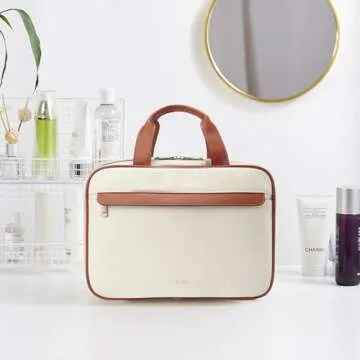 Telena Travel Toiletry Bag for Women with Hanging Hook, Water-resistant Cosmetic Bag Travel Organizer for Accessories, Toiletries, Shampoo