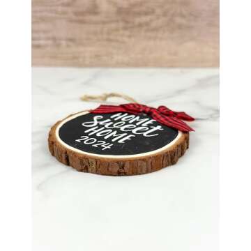 Handmade Home Sweet Home Wood Slice Ornament, Personalized New Home Gift 2024, Birch Wood Housewarming Ornament, Christmas and Birthday Decorative Keepsake