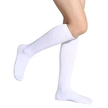 Leotruny 3 Pairs Women's Cotton Opaque Knee High Socks (C02-3 Pairs White)