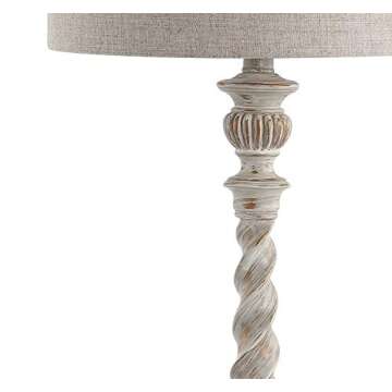 JONATHAN Y JYL3031A Regent 33" Rustic Resin LED Table Lamp Traditional Transitional Bedside Desk Nightstand Lamp for Bedroom Living Room Office College Bookcase LED Bulb Included, White Wash