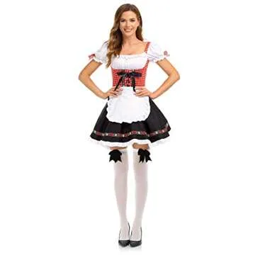 HiZiTi Oktoberfest Costumes Women Dirndl Dresses 2Pcs German Dresses for Oktoberfest Festival Bavarian Costume Beer Carnival XL