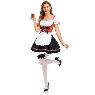 HiZiTi Oktoberfest Costumes Women Dirndl Dresses 2Pcs German Dresses for Oktoberfest Festival Bavarian Costume Beer Carnival XL