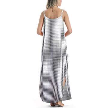 ETCYY Women's Summer Casual Stripe Sleeveless Loose Beach Maxi Dress - Comfortable and Stylish