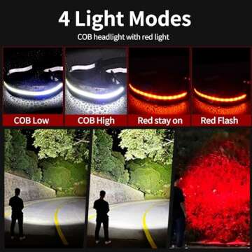 PZZOE Headlamp Rechargeable Head Light LED Headlight High Lumen USB -C, Head Lamps COB Floodlight with Red Light for Hard Hat - Construction Work, Car Maintenance - 230° Wide Beam