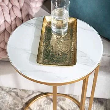 Walker Edison Ophelia Accent Table - Stylish Marble & Gold