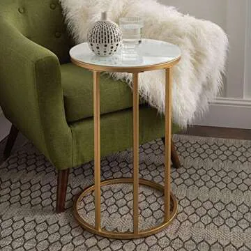 Walker Edison Ophelia Accent Table - Stylish Marble & Gold