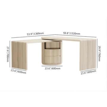 homary Modern L-Shaped Office Desk, 60" Home Office Desk Executive Desks with 1 Cabinet & 2 Drawers ...