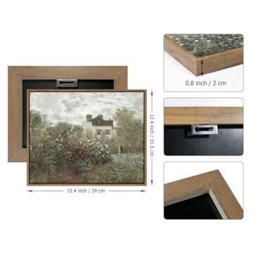 Pinetree Art Framed Canvas Wall Art for Living Room Decor, Vintage Meadow with Flowers Painting Wall...