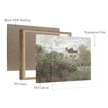 Pinetree Art Framed Canvas Wall Art for Living Room Decor, Vintage Meadow with Flowers Painting Wall Art Prints Bedroom Home Bathroom Decor (Spring Garden, 12" x 16")