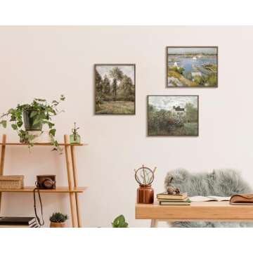 Pinetree Art Framed Canvas Wall Art for Living Room Decor, Vintage Meadow with Flowers Painting Wall Art Prints Bedroom Home Bathroom Decor (Spring Garden, 12" x 16")