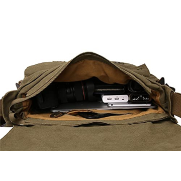 Sechunk Vintage Military Canvas Messenger Bag for Laptops