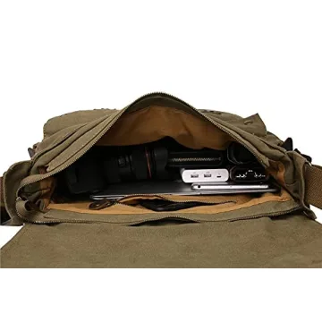 Sechunk Vintage Military Canvas Messenger Bag for Laptops