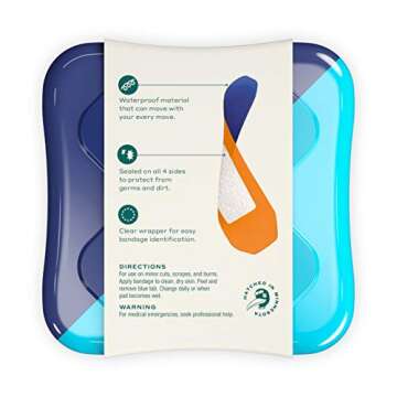 Welly Bandages - Waterproof | Adhesive Flexible Fabric Bravery Badges | Assorted Shapes for Minor Cuts, Scrapes, and Wounds | Colorful and Fun First Aid Tin | Nautical Patterns - 39 Count