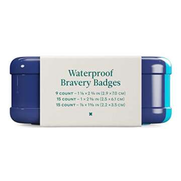 Welly Bandages - Waterproof | Adhesive Flexible Fabric Bravery Badges | Assorted Shapes for Minor Cuts, Scrapes, and Wounds | Colorful and Fun First Aid Tin | Nautical Patterns - 39 Count