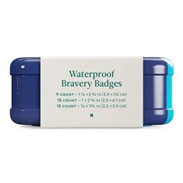 Welly Bandages - Waterproof | Adhesive Flexible Fabric Bravery Badges | Assorted Shapes for Minor Cuts, Scrapes, and Wounds | Colorful and Fun First Aid Tin | Nautical Patterns - 39 Count