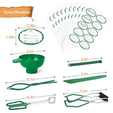 AIEVE Canning Supplies Canning Kit Include Canning Funnel, Jar Lifter, Jar Wrench, Lid Lifter, Canning Tongs, Bubble Popper/Bubble Measurer/Bubble Remover Tool for Canning Jars Mason Jars Canning Pot